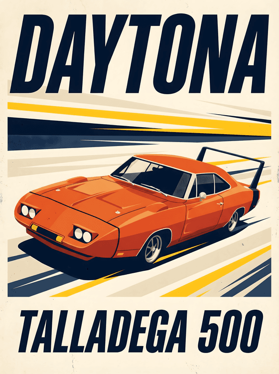 Dodge Charger Daytona: Talladega 500 Vintage Racing Poster