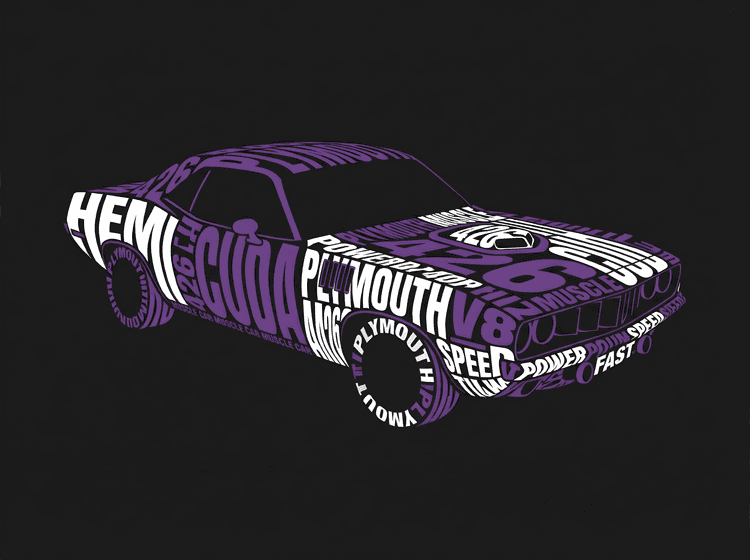 Plymouth Cuda Typographic Muscle