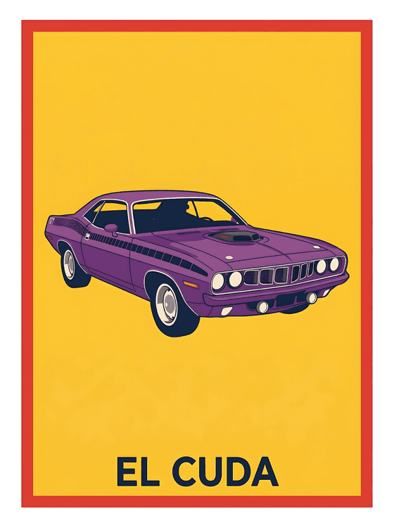 El Cuda: Loteria Style Plymouth Illustration