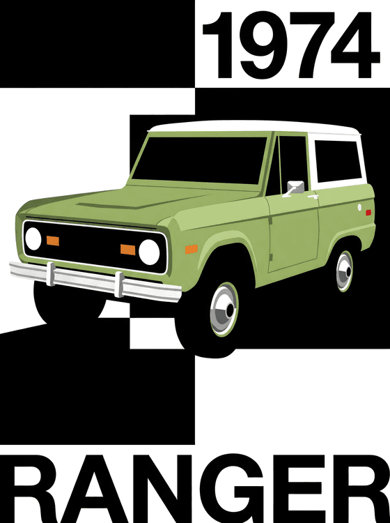 1974 Ford Bronco Ranger: Minimalist Geometric Graphic