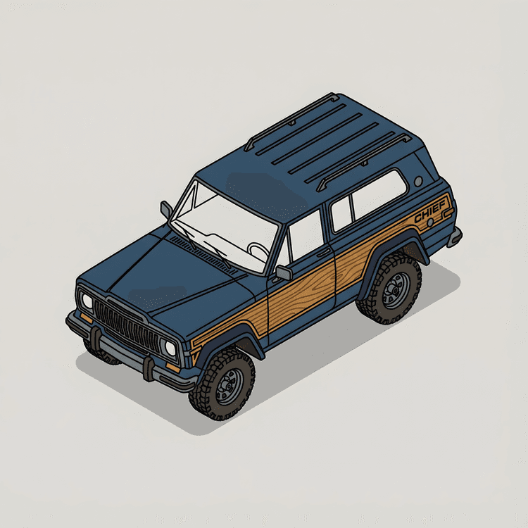 Jeep Cherokee Chief: Isometric Woodie Illustration