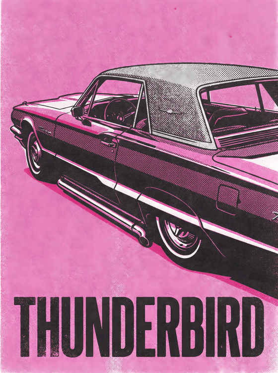 Pink Thunderbird Retro Poster