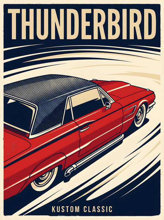 Red Thunderbird Kustom Classic Poster