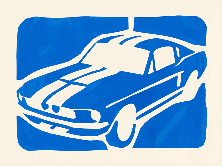 Shelby GT500 Blue Cutout Silhouette
