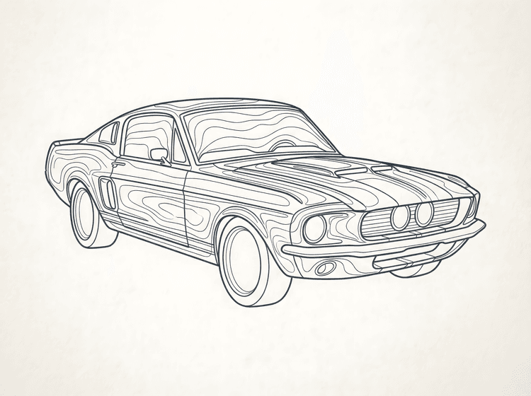 Shelby GT500: Organic Topographic Line Art
