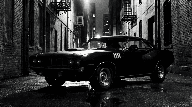 Noir Night: 1971 Plymouth 'Cuda in the Alley