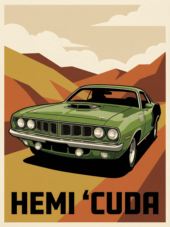 1971 HEMI 'Cuda Vintage Desert Poster
