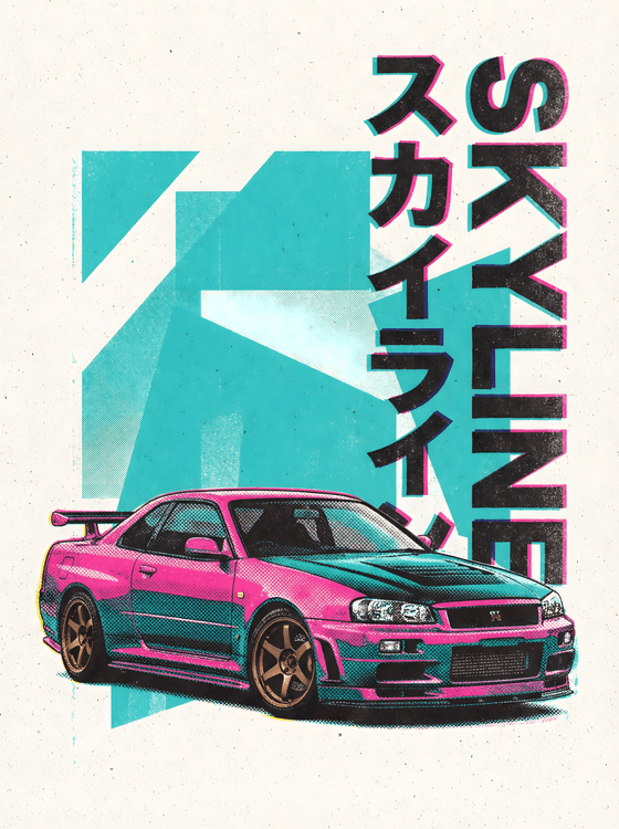 Skyline R34: Neon Pop Katakana Style