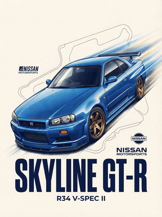 Nissan Skyline GT-R R34 V-Spec II Motorsports Illustration