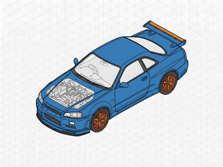 Nissan Skyline GT-R R34: Isometric RB26 Engineering