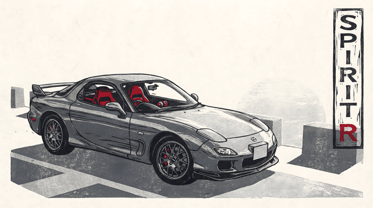 Mazda RX-7 Spirit R Woodcut Study