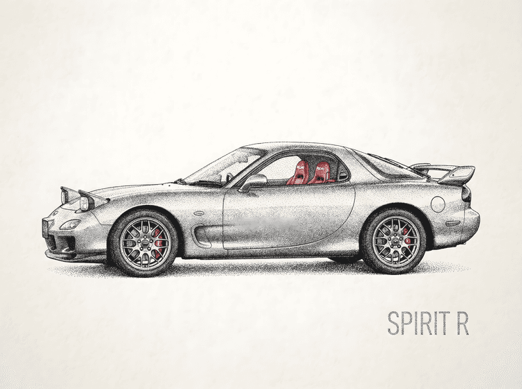Mazda RX-7 Spirit R Stippling Illustration