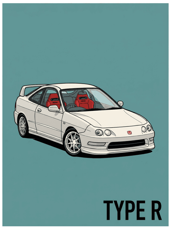 Honda Integra Type R DC2 Teal Minimalist Art
