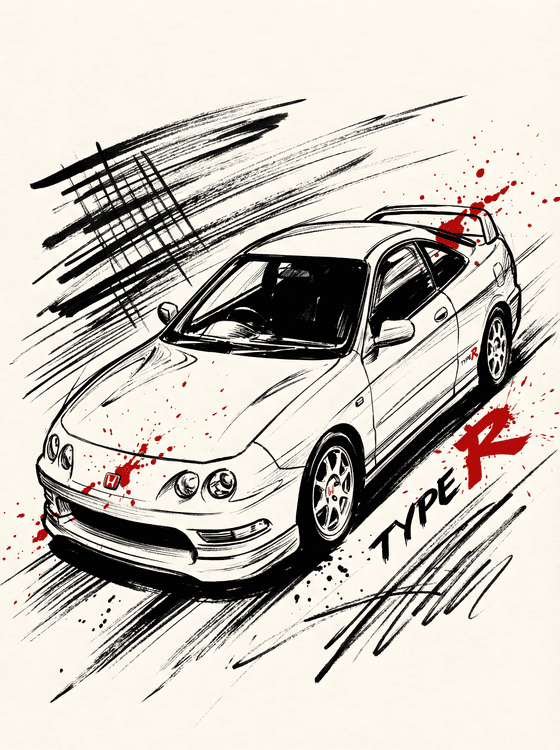 Honda Integra Type R DC2: Red Splash Ink Art