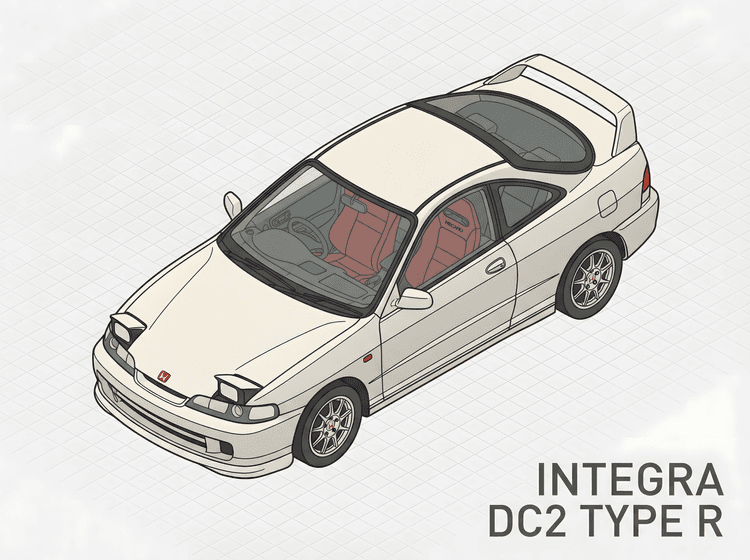 Honda Integra DC2 Type R Isometric Illustration