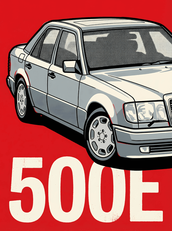 Mercedes-Benz 500E Red Pop Art Illustration