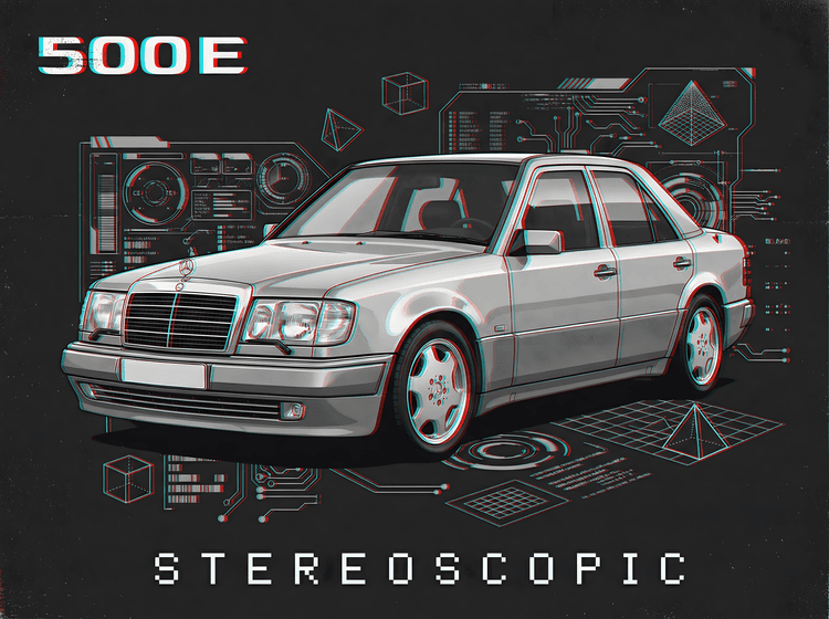 Mercedes-Benz 500E: Stereoscopic 3D Anaglyph Art