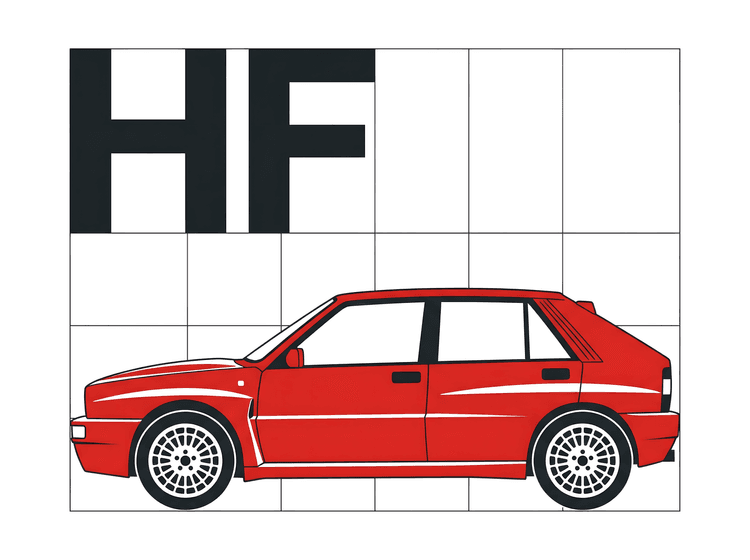 Lancia Delta HF Integrale: Red Grid Minimalist