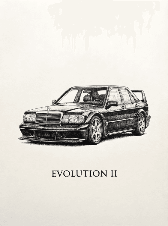 Mercedes 190E Evolution II: Stippling Portrait