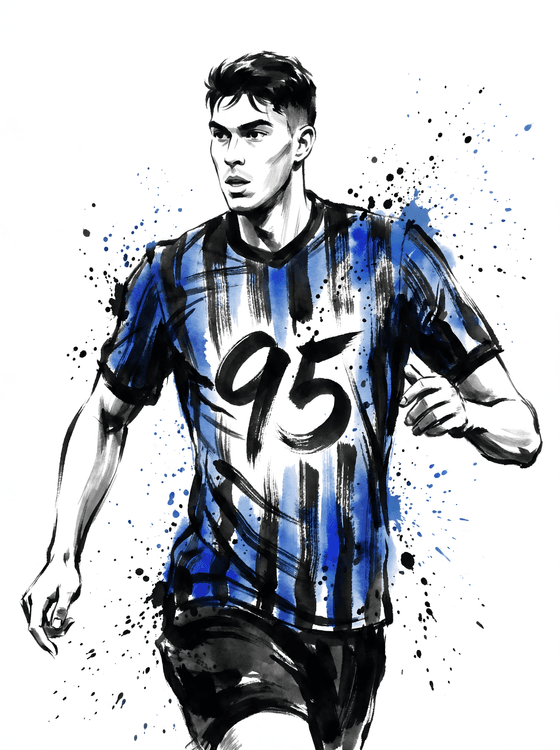 Alessandro Bastoni Inter Milan Ink Illustration