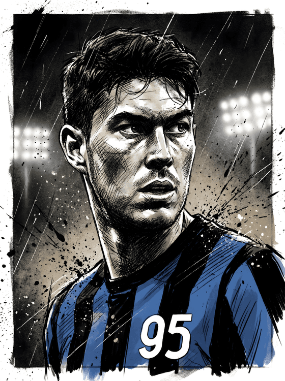 Alessandro Bastoni - Inter Milan Ink Wash Art