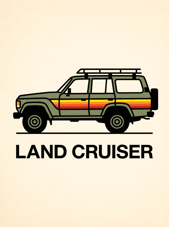 Toyota Land Cruiser 60 Series Retro Illustration