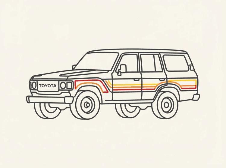 Toyota Land Cruiser 60 Series - Minimalist Retro Line Art