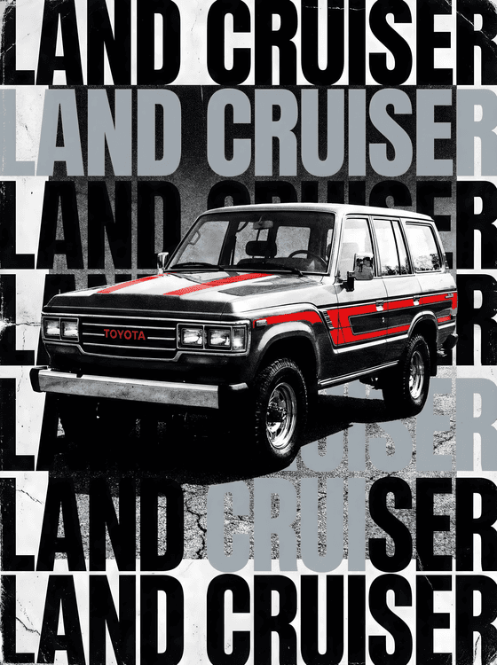 Toyota Land Cruiser 60 Series - Typography Grid Art