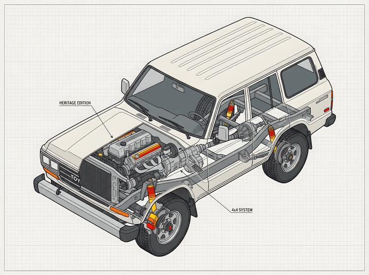 Toyota Land Cruiser 60 Series Technical Cutaway Illustration
