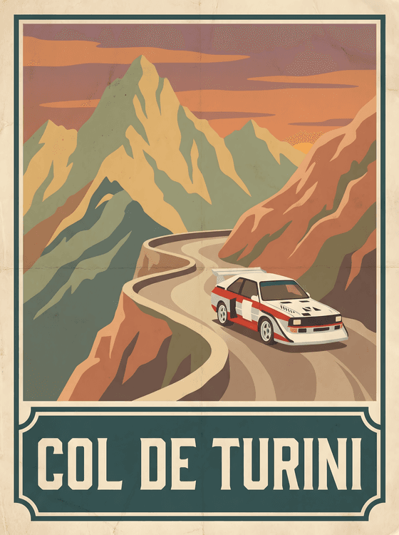 Col de Turini: Audi Sport Quattro S1 Vintage Poster