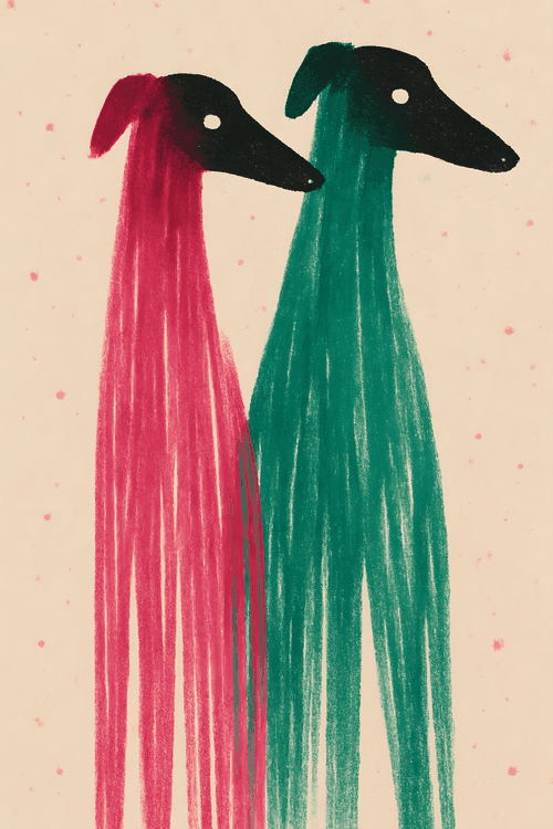 Whimsical Greyhound Duo