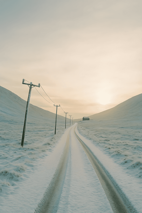 Snowy Road Solitude