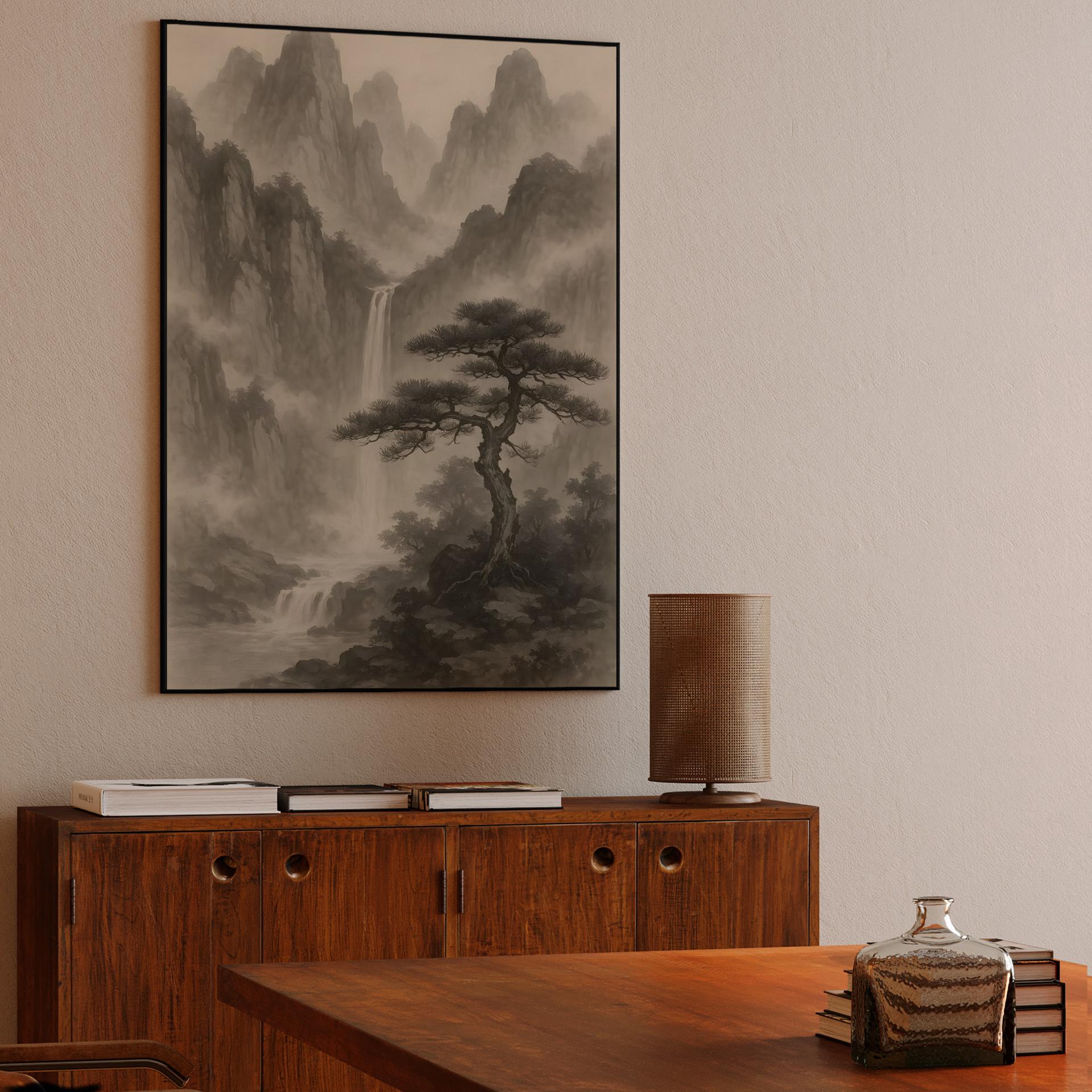 Ancient Pine and Misty Peaks