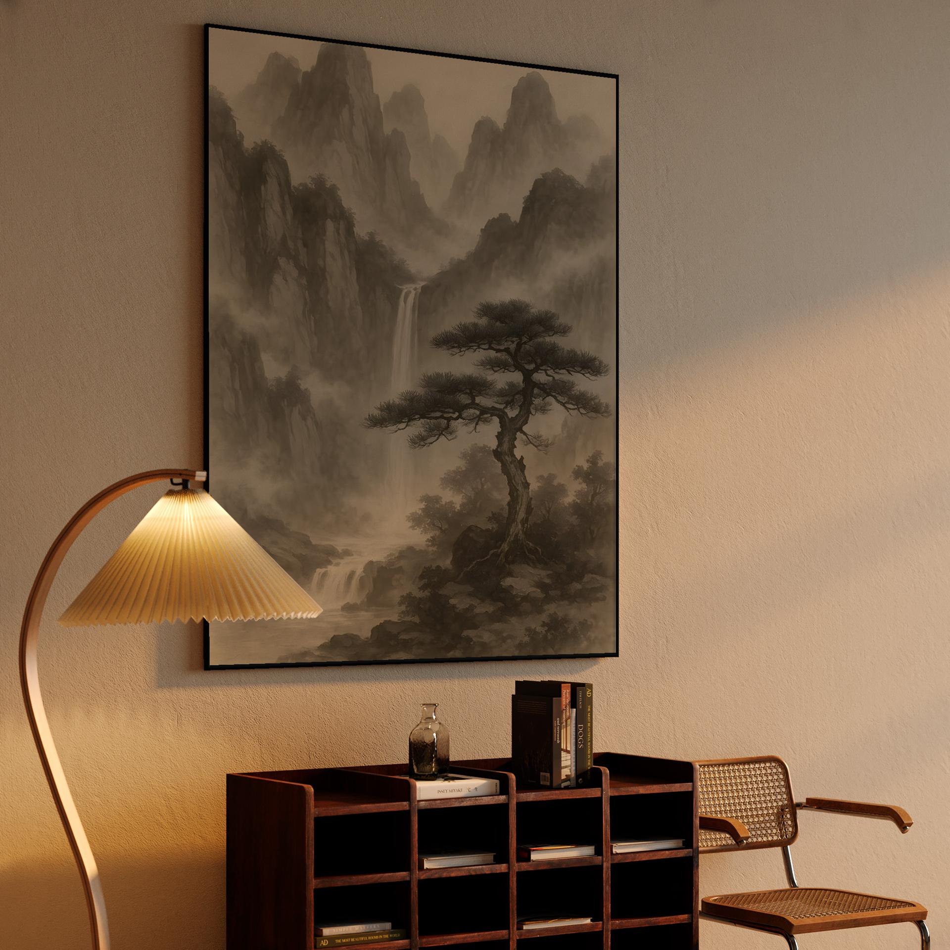 Ancient Pine and Misty Peaks