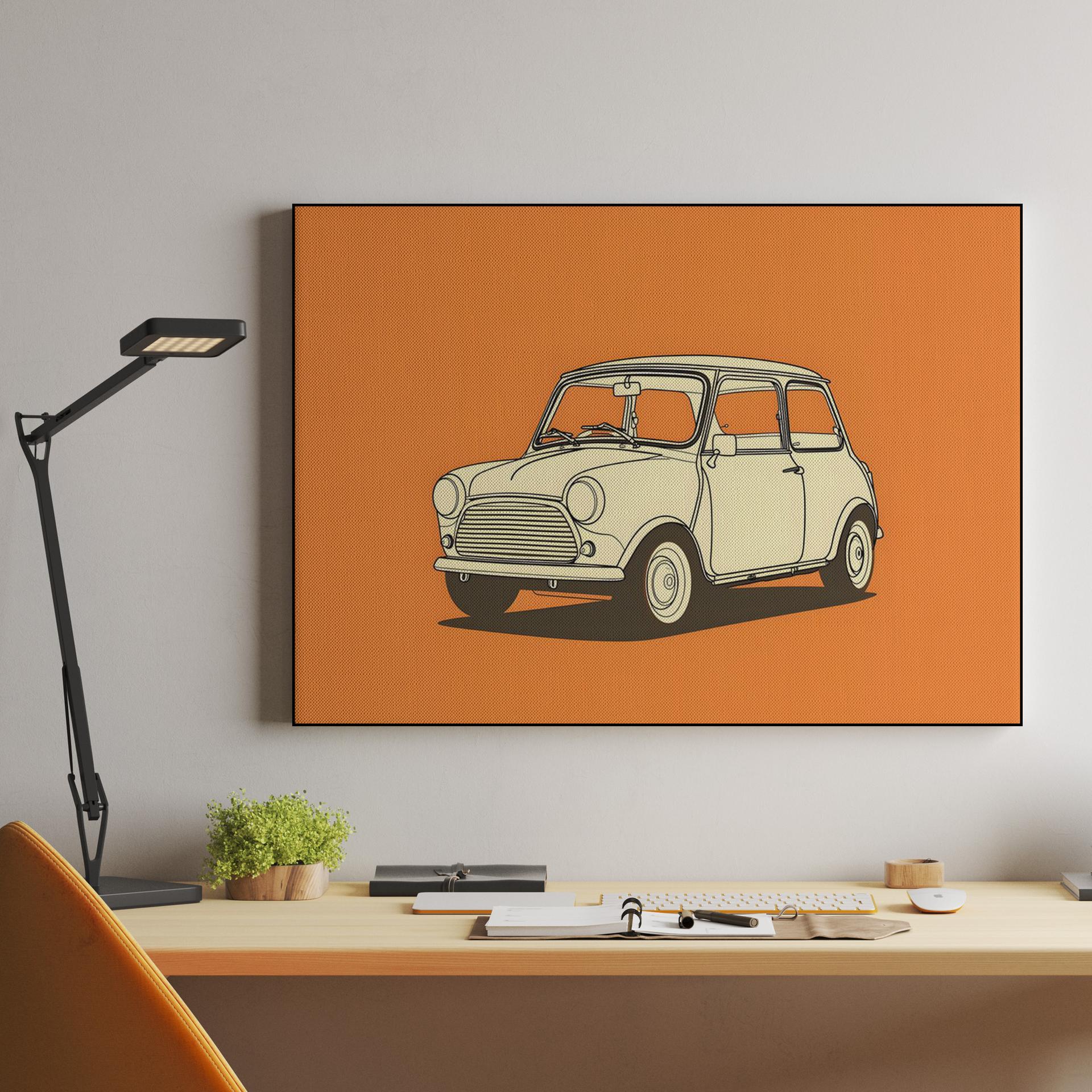 Classic Mini Cooper Orange Illustration