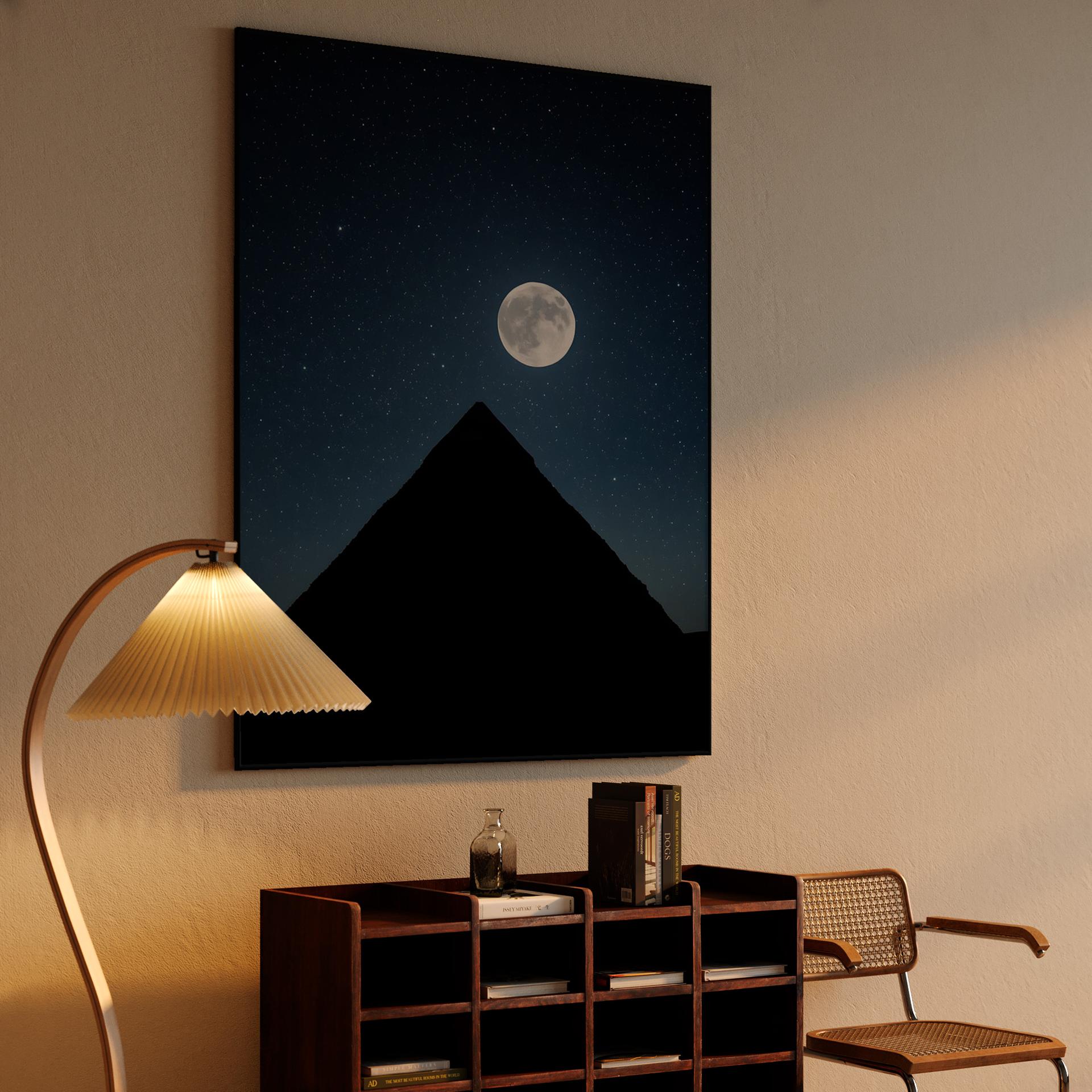 Eternal Pyramid Silhouette Under Full Moon