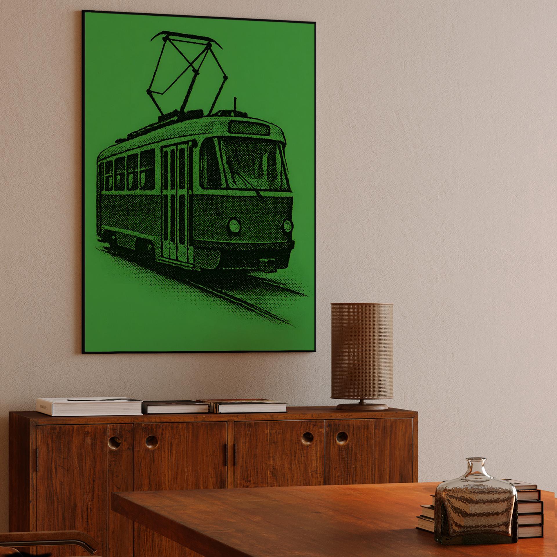 Green Halftone Tram