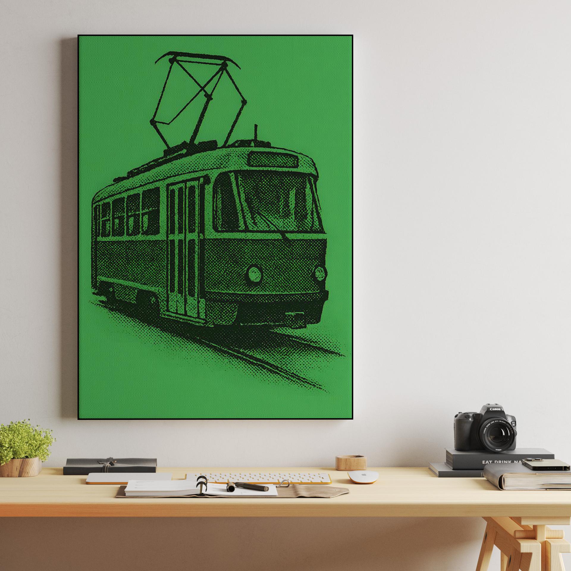 Green Halftone Tram