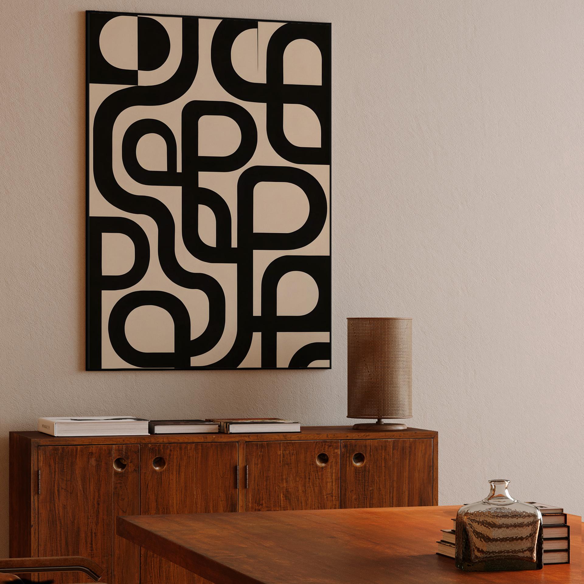 Interconnected Black Curves Geometric Art