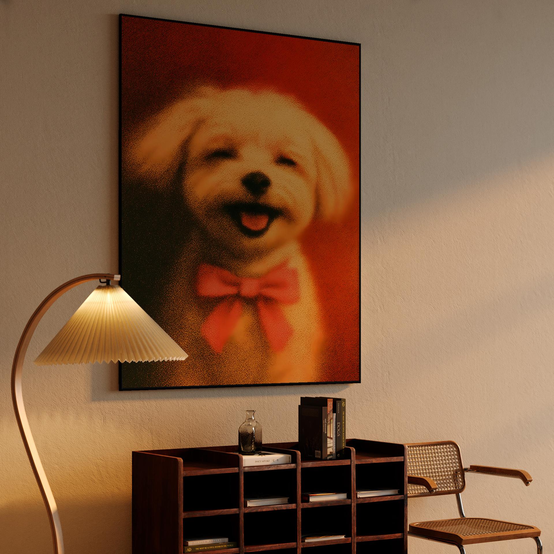 Joyful Stippled Puppy with Bow Tie