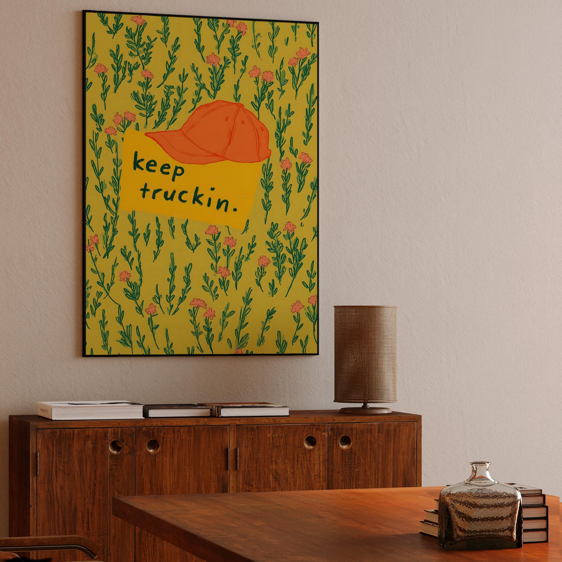 Keep Truckin Cap Illustration