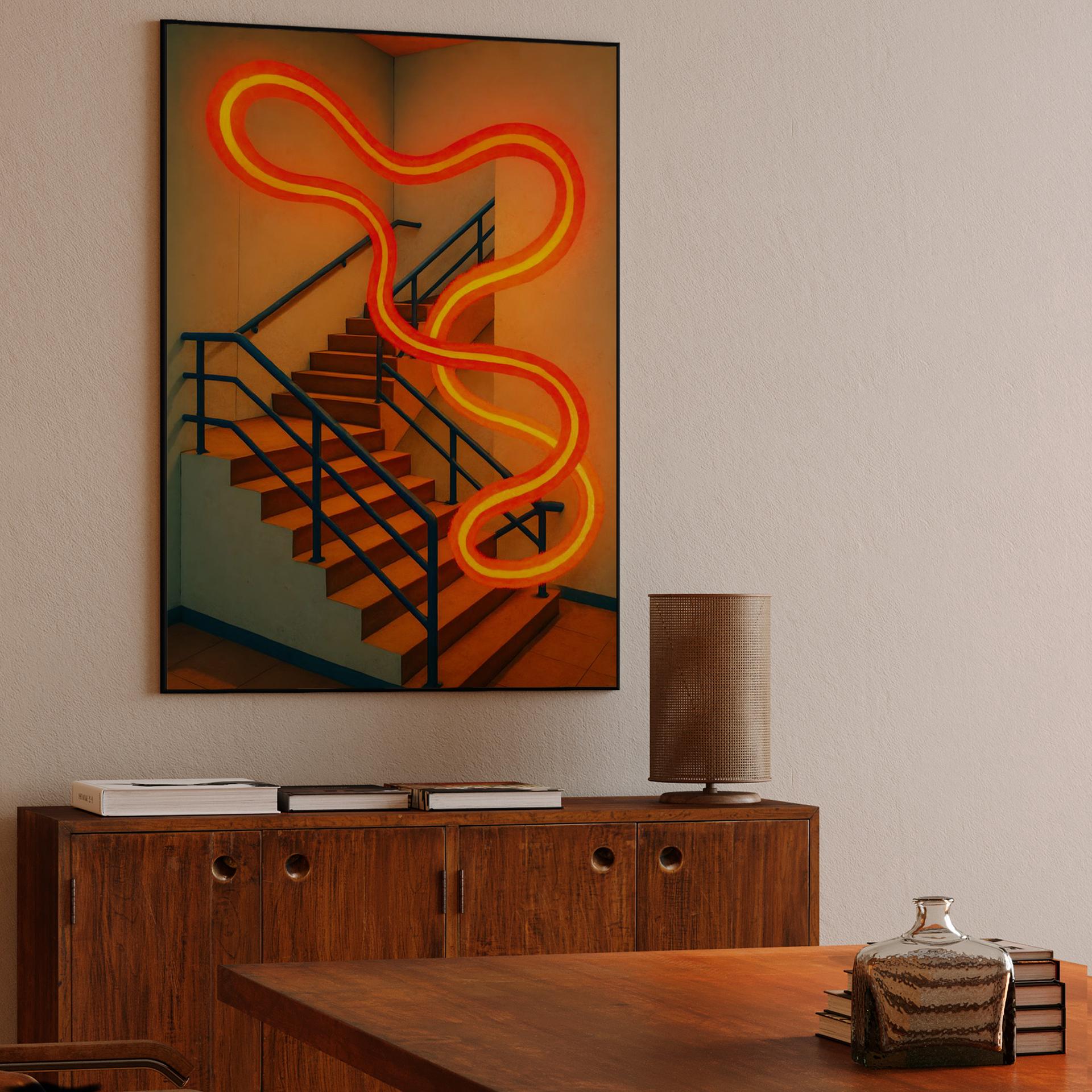 Neon Winding Staircase