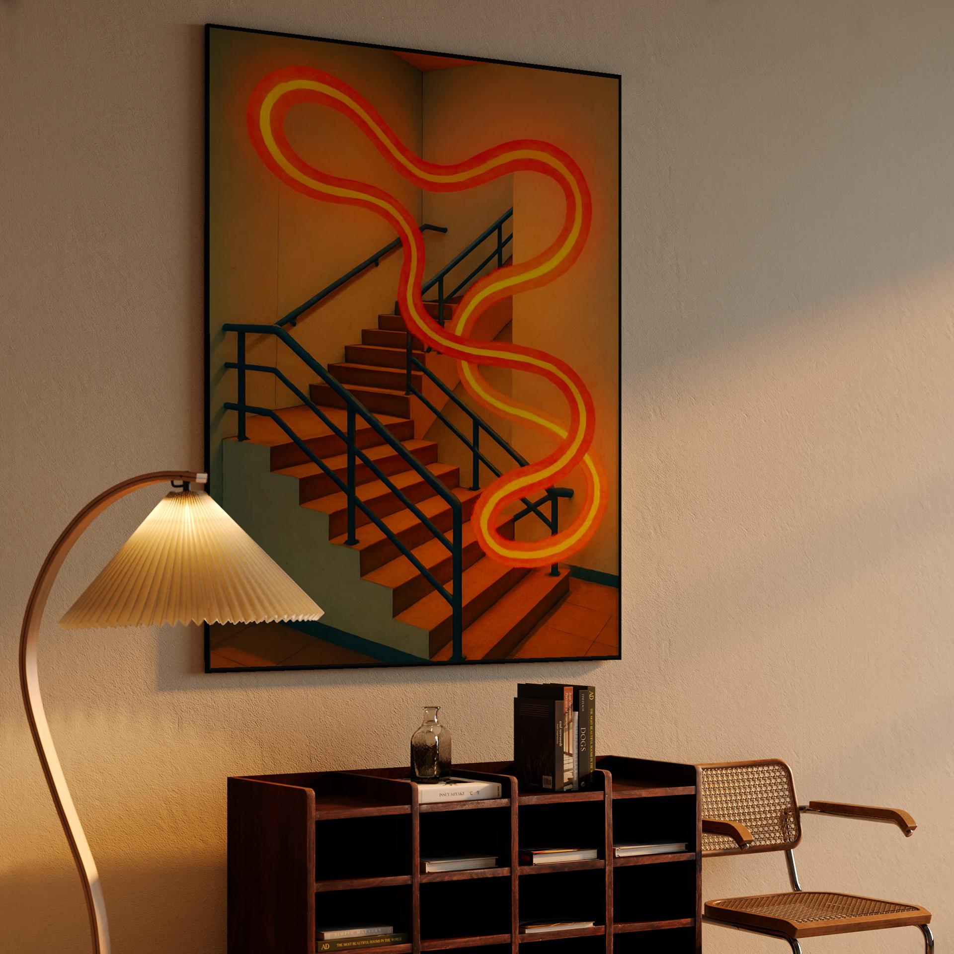 Neon Winding Staircase