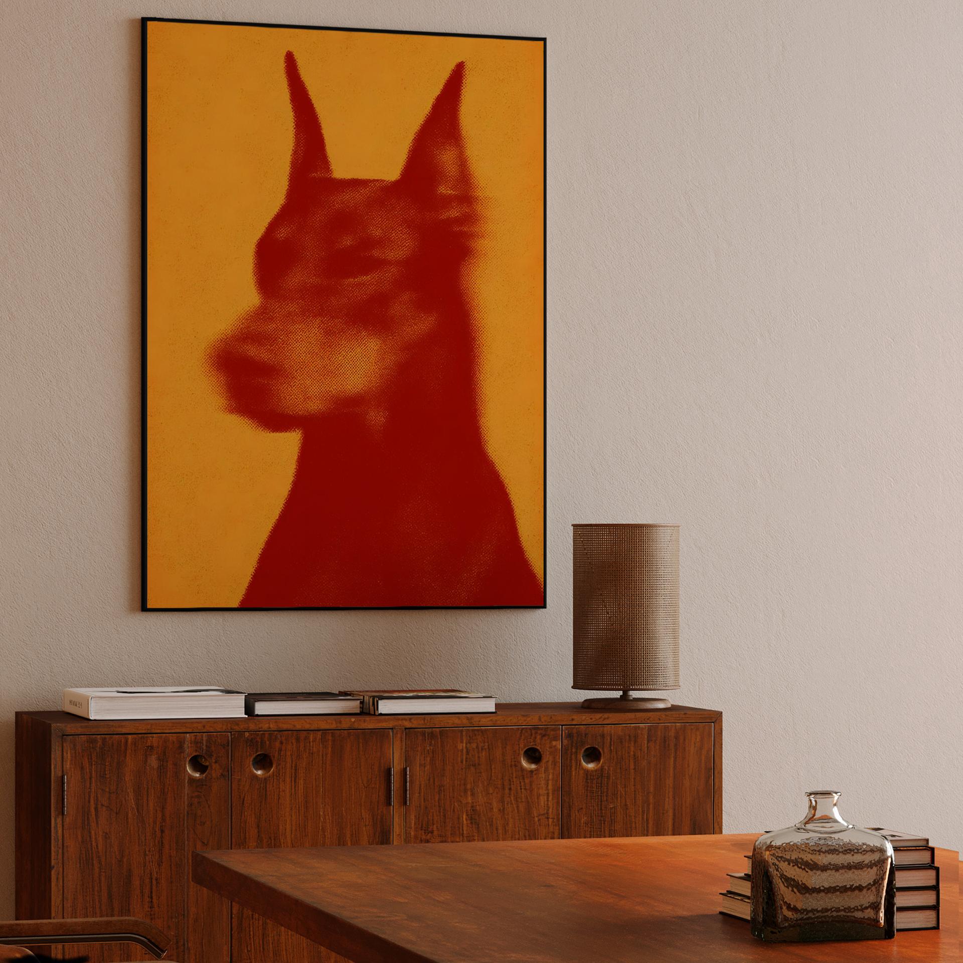 Orange Halftone Doberman Portrait