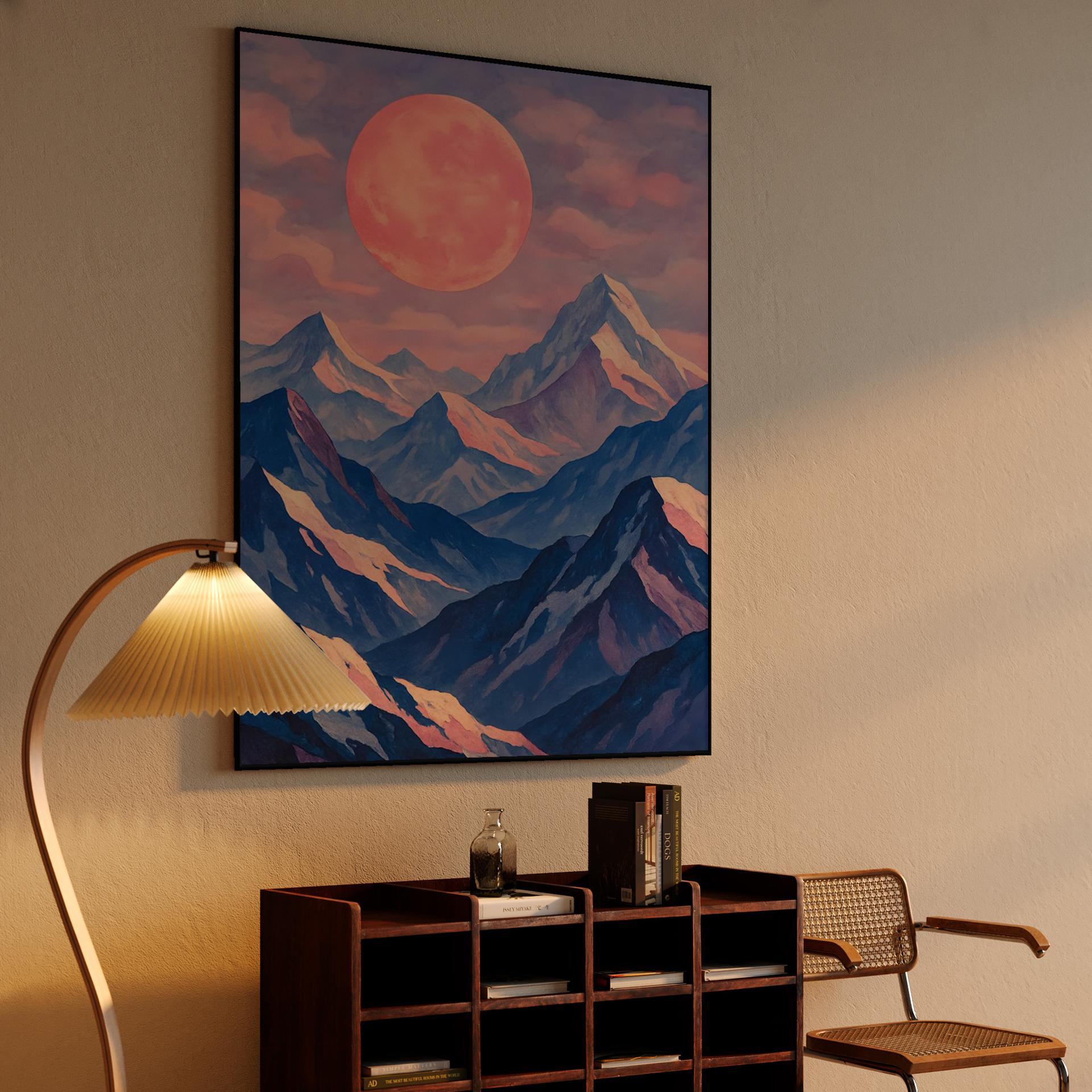 Pink Moon Over Blue Mountains