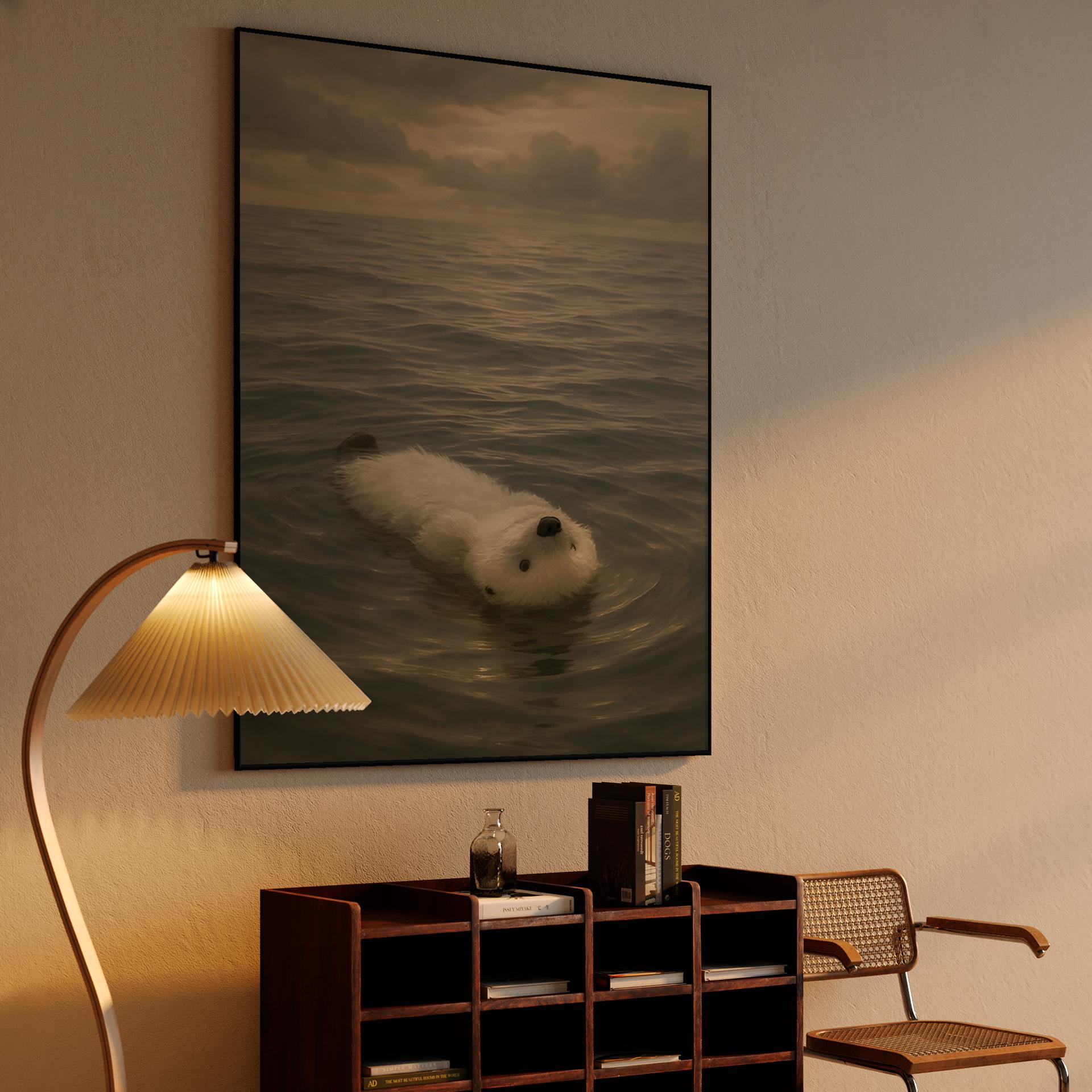 Serene White Sea Otter