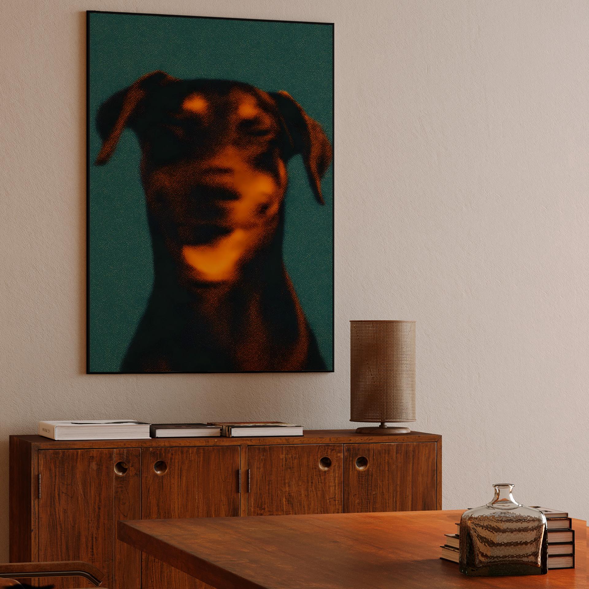 Teal Doberman Silhouette