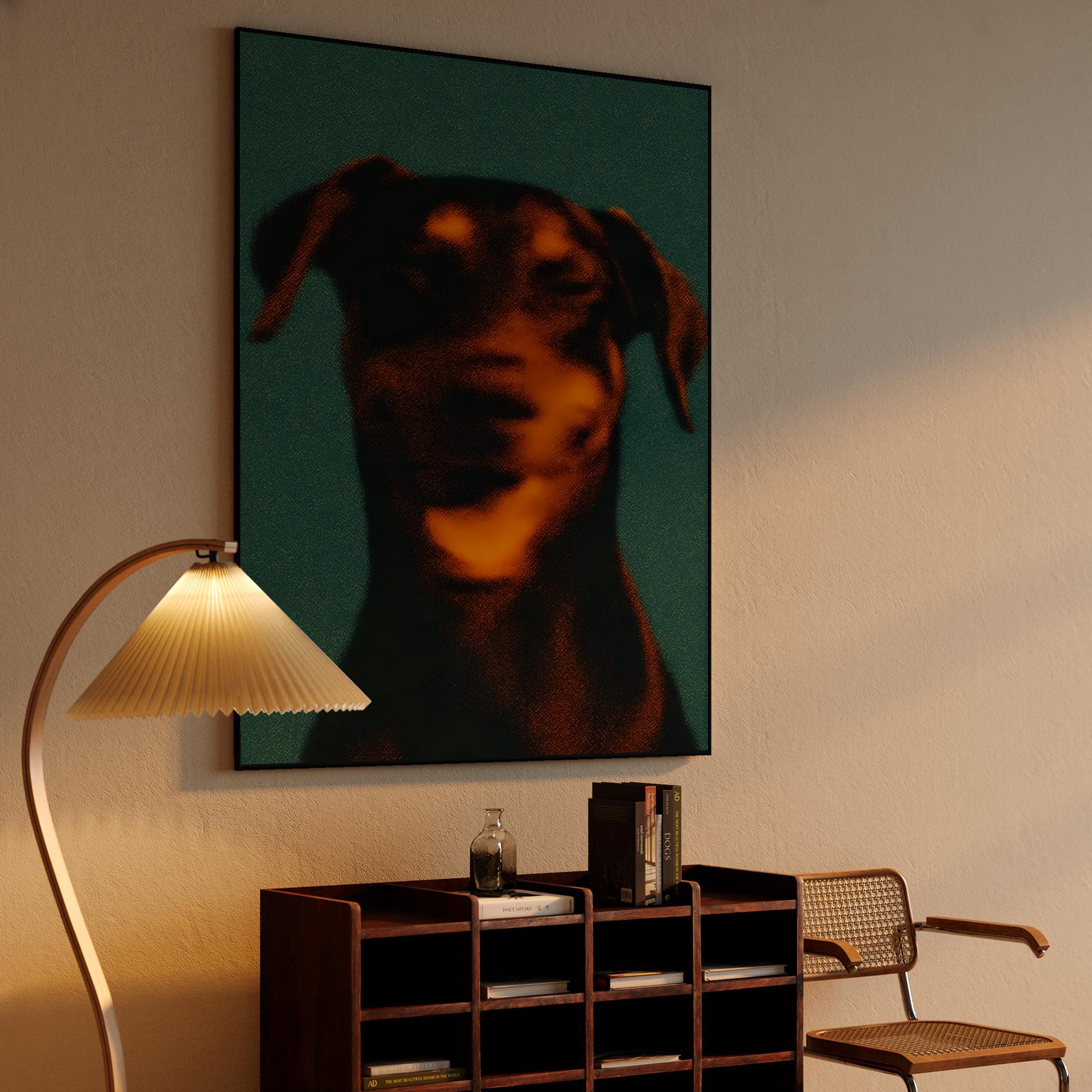 Teal Doberman Silhouette