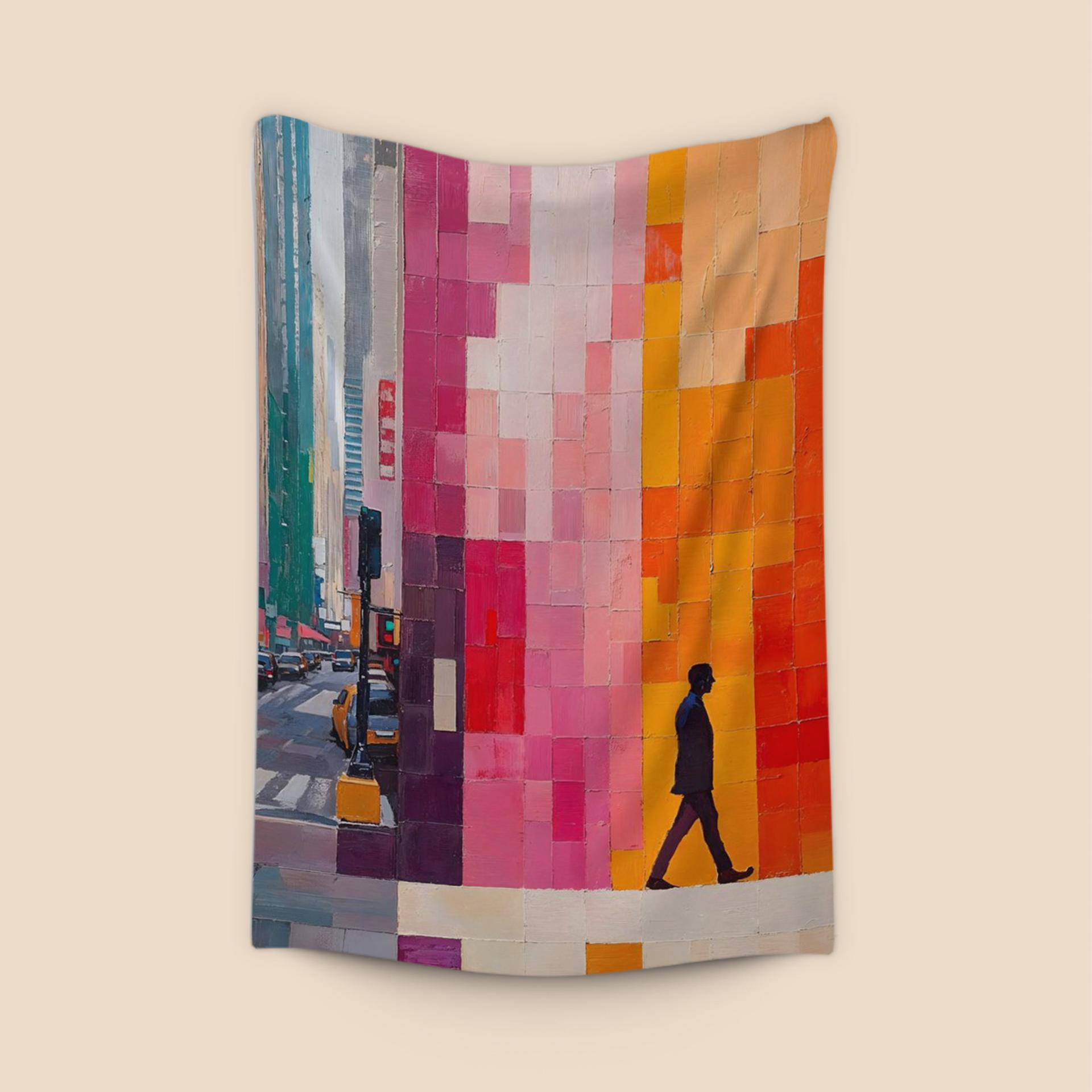 Vibrant Urban Pixel Walk