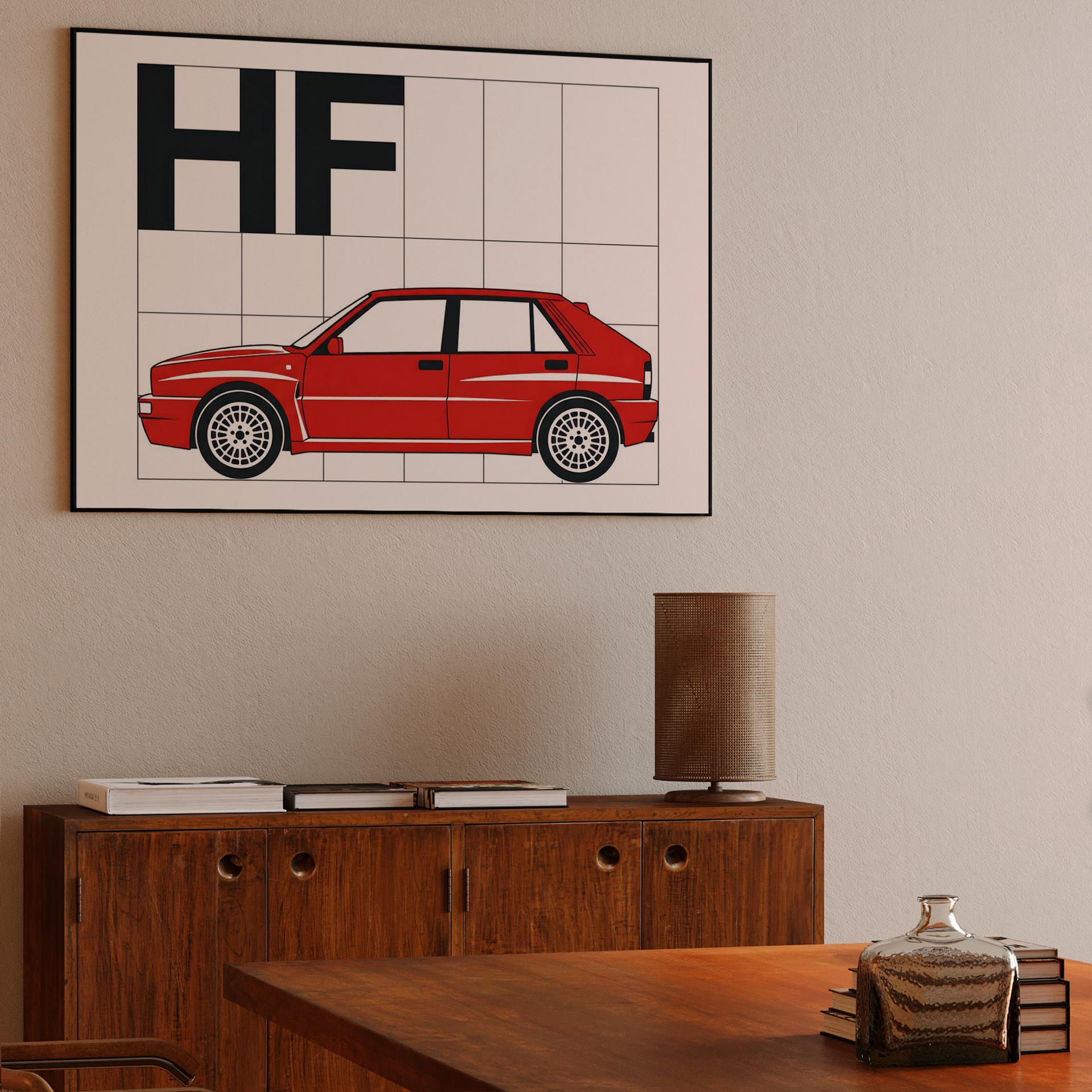 Lancia Delta HF Integrale: Red Grid Minimalist